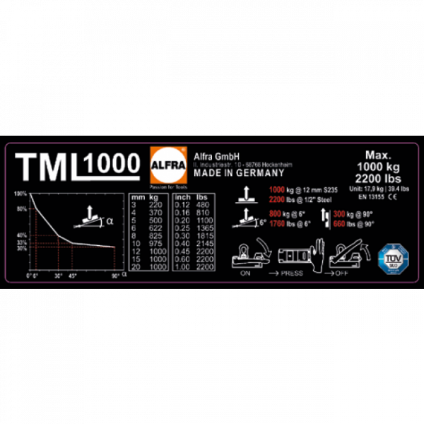 Μαγνήτης Συγκράτησης Μετάλλων Alfra TML1000